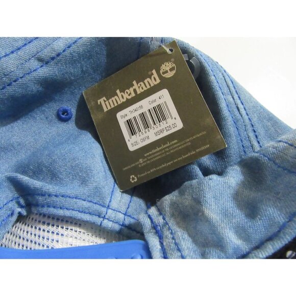 Timberland Mens Baseball Cap Logo Hat Denim Blue Adjustable - Picture 3 of 3